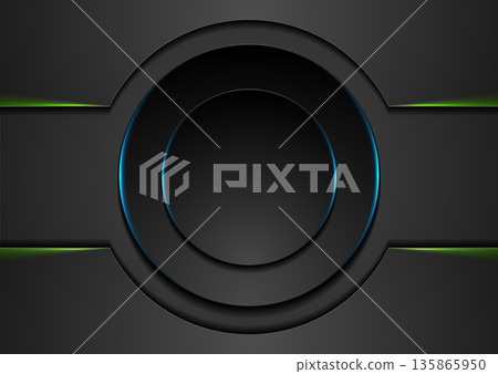 Tech abstract futuristic background with green blue neon glowing lights 135865950