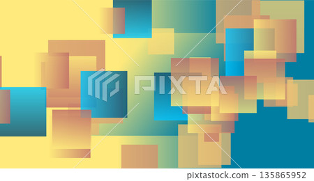Blue yellow pastel squares, geometric tech abstract background 135865952