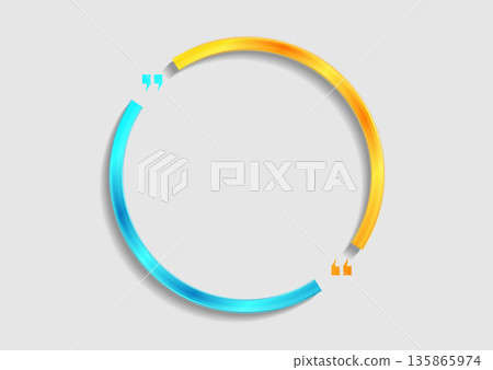 Abstract design with bright blue and yellow geometric circle frame Abstract design with bright blue and yellow geometric circle frame 135865974