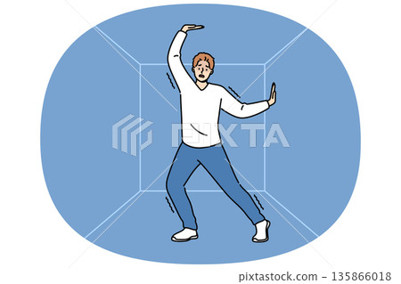 Man suffering from claustrophobia experiences shock when finds himself in confined space Man suffering from claustrophobia experiences shock when finds himself in confined space 135866018