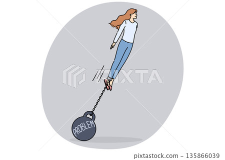 Burden problems is attached to woman who wants to succeed and takes off demonstrating ambition 135866039