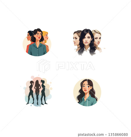 Collection of adorable autumn-themed icons featuring a llama, hourglass, broken mirror, and maple leaf. Perfect for seasonal designs. 135866080