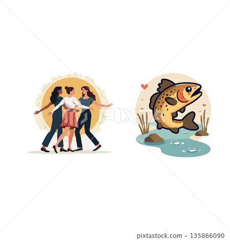 Cartoon illustration of a woman reading a book and a flower being watered, symbolizing growth and learning. Cartoon illustration of a woman reading a book and a flower being watered, symbolizing growth and learning. 135866090