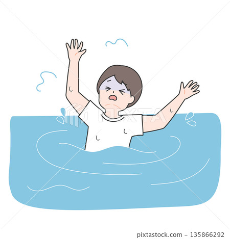 溺水男子的插圖 135866292