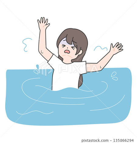Drowning woman calling for help Drowning woman calling for help 135866294