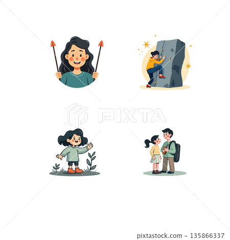 Whimsical illustrations featuring a butterfly, towel, fishbowl, and woman with a hairbrush, perfect for various creative projects. Whimsical illustrations featuring a butterfly, towel, fishbowl, and woman with a hairbrush, perfect for various creative projects. 135866337