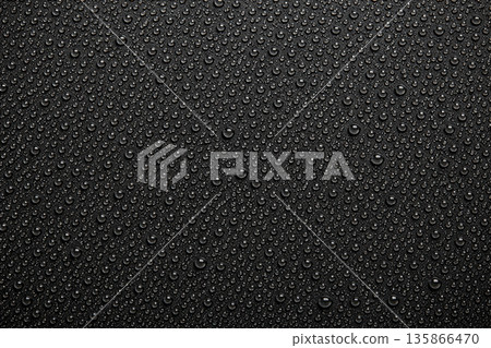 Water droplets on dark cover background. Wallpaper and cover background concept. 135866470