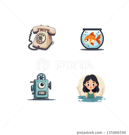 Collection of pixel art icons featuring a gamer, tech setup, garden shed, and a man with sunglasses, showcasing hobbies and leisure. 135866590