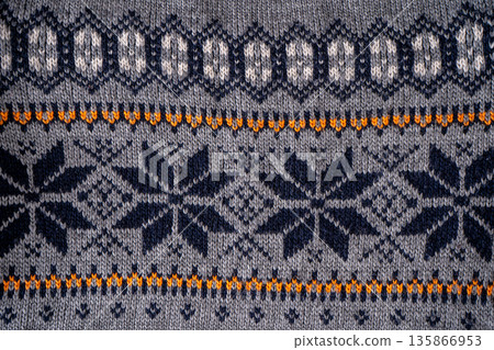 Nordic Knit Pattern Background. Texture Christmas sweater 135866953
