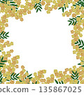 [Mimosa frame] Hand embroidery illustration material 135867025