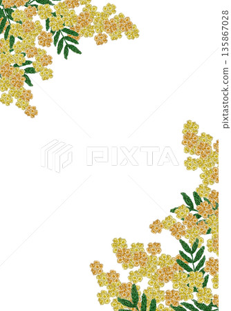 【含羞草相框】手工刺繡插畫素材 135867028