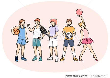 Children engage in various sports to stay healthy, becoming athletes competing in olympics Children engage in various sports to stay healthy, becoming athletes competing in olympics 135867332