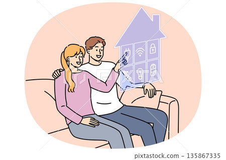 Smart home technology helps men and women control iot equipment without leaving couch 135867335