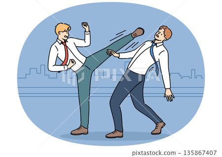 Fierce competition business men caused scramble for positions and opportunities to gain new clients Fierce competition business men caused scramble for positions and opportunities to gain new clients 135867407