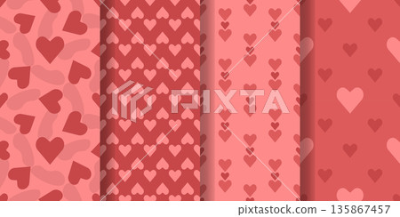 Set of seamless backgrounds with hearts 135867457