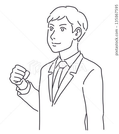 A man in a suit clenching his fist - lines only A man in a suit clenching his fist - lines only 135867595