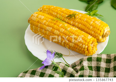 Summer dinner from sweet corn simple healthy dish 135867743