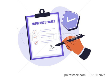 Signing Insurance Policy Agreement and Legal Protection Contract Illustration 135867824