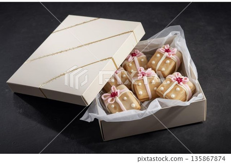 Luxury gift boxed icing cookies | Sweets for department stores and e-commerce: Pink x White Luxury gift boxed icing cookies | Sweets for department stores and e-commerce: Pink x White 135867874