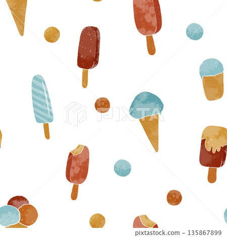 Ice cream hand drawn seamless pattern 135867899