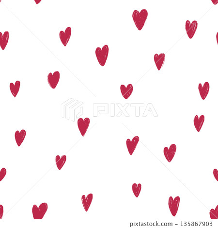 Heart shape seamless pattern. Valentine hand drawn pattern 135867903