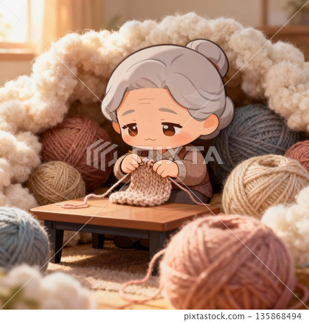 奶奶喜歡織毛線－被毛線環繞的快樂時光。 135868494