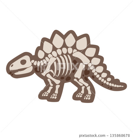 Illustration of Stegosaurus skeleton in brown Illustration of Stegosaurus skeleton in brown 135868678