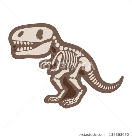 Cartoon Tyrannosaurus Rex Skeleton Illustration 135868680