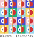 Seamless geometric pattern with abstract apples. Vector background texture. 135868735