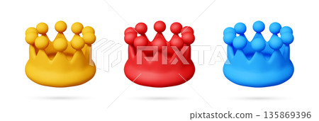 Set of 3D stock vector crowns in various colors Set of 3D stock vector crowns in various colors 135869396