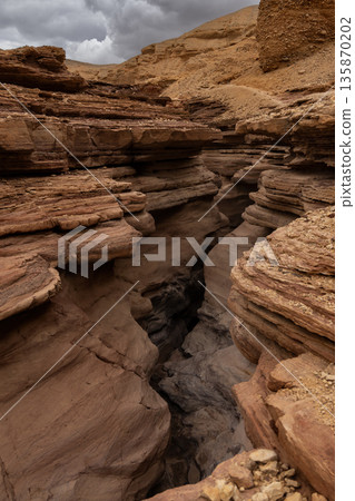 Beautiful natural rocky landscape of the red canyon in Eilat, israel Beautiful natural rocky landscape of the red canyon in Eilat, israel 135870202