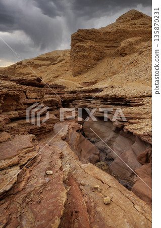 Beautiful natural rocky landscape of the red canyon in Eilat, israel 135870231