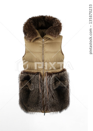 Winter fur vest isolated on white background Winter fur vest isolated on white background 135870233