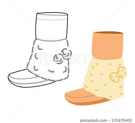 Cream pom-pom textured ankle boot women flat plus line set. Quilted surface with pom-pom trim for winter night cold Cream pom-pom textured ankle boot women flat plus line set. Quilted surface with pom-pom trim for winter night cold 135870403