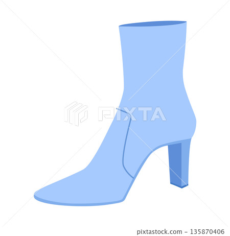 Blue seamed block heel ankle boot women color flat pair. Stitched detail with chunky sole for autumn chic wear. Blue seamed block heel ankle boot women color flat pair. Stitched detail with chunky sole for autumn chic wear. 135870406