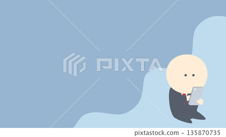 Business image illustration_Businessman operating a smartphone Business image illustration_Businessman operating a smartphone 135870735