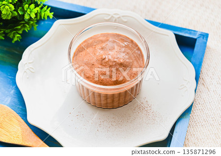 Homemade yogurt dessert chocolate flavor Homemade yogurt dessert chocolate flavor 135871296
