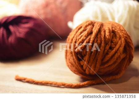 Photo of a ball of yarn with the ends sticking out Knitting Hobby Handmade 135871358