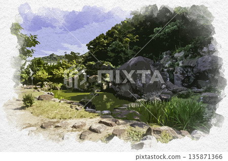 Watercolor style, Sumoto, Former Ekishukan Garden, Sumoto City, Hyogo Prefecture Watercolor style, Sumoto, Former Ekishukan Garden, Sumoto City, Hyogo Prefecture 135871366