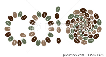 Letters Go with exclamation mark and Circle Backdrop made of Multicolor coffee beans Coffee Day Set. Isolated Vector illustration Coffee Thematic or Motivation Cards Banner, leaflets, label, price tag Letters Go with exclamation mark and Circle Backdrop made of Multicolor coffee beans Coffee Day Set. Isolated Vector illustration Coffee Thematic or Motivation Cards Banner, leaflets, label, price tag 135871378
