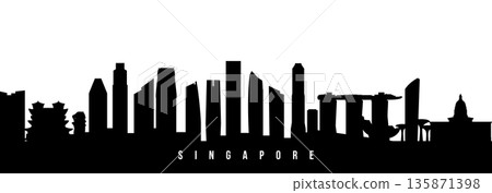 Vector silhouette illustration of Singapore city urban skyline. 135871398