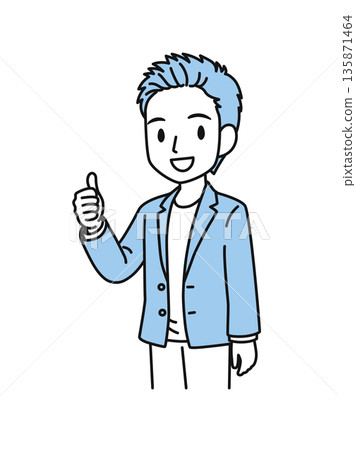 Illustration material of a casual-style man making a good pose 135871464