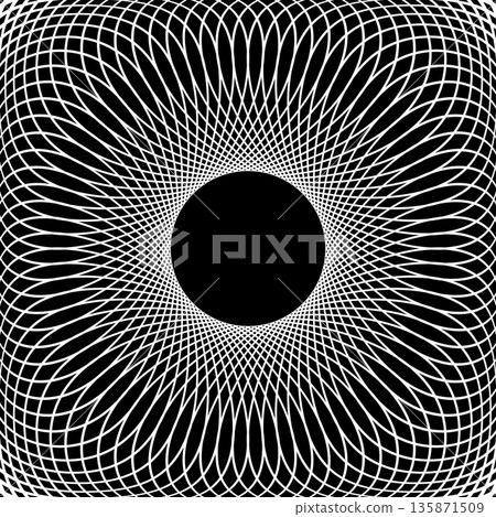 Radial Geometric Pattern with Circle Copy Space in Center. 3D Effect. 135871509