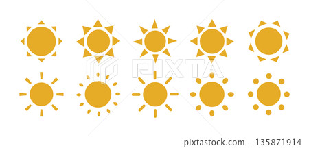 Simple sun silhouette icon Vector sun illustration 135871914