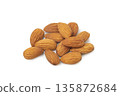 Heap of Dry roasted Almonds isolated on white background 135872684