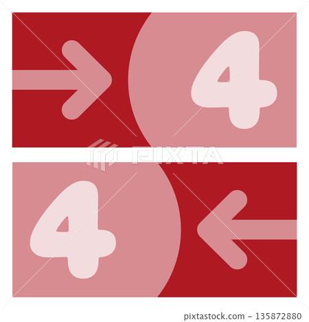 Numbered and colored sign indicating the direction Numbered and colored sign indicating the direction 135872880
