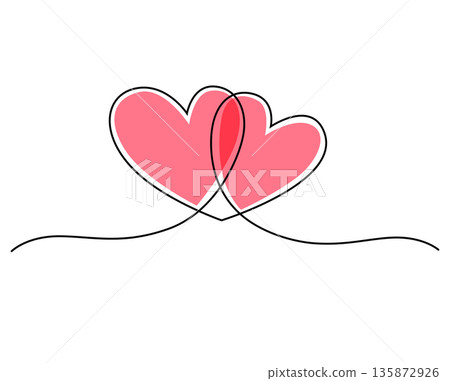 Hand drow one line heart Hand drow one line heart 135872926