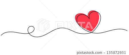 Hand drow one line heart Hand drow one line heart 135872931