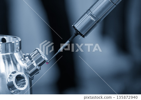 Multi-Axis CMM Machine Performing Dimensional Inspection on Automotive Parts 135872940