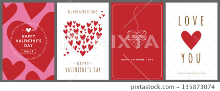 Romantic heart valentine card set Romantic heart valentine card set 135873074